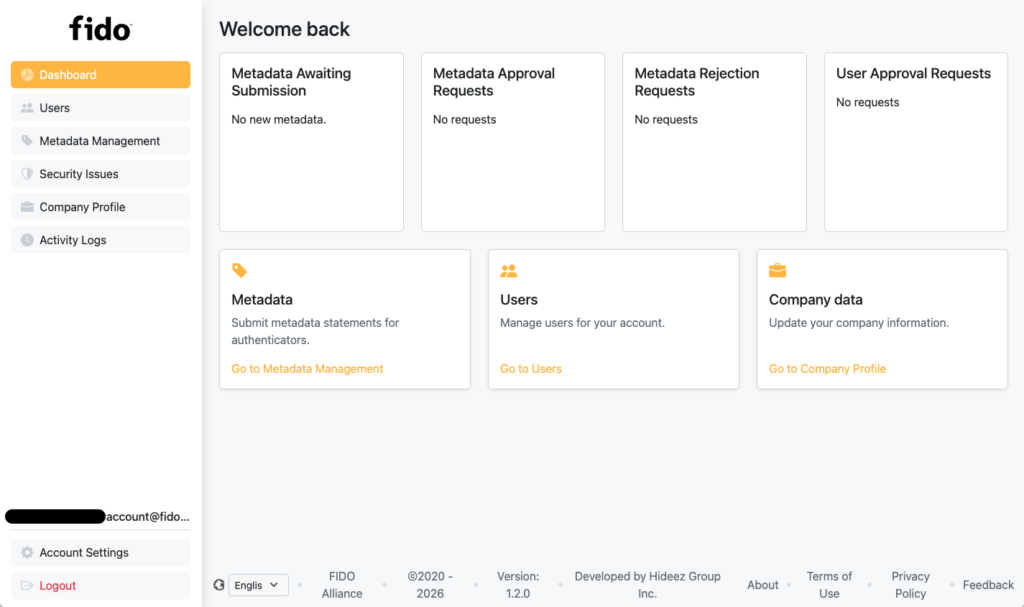 FIDO Alliance mds dashboard